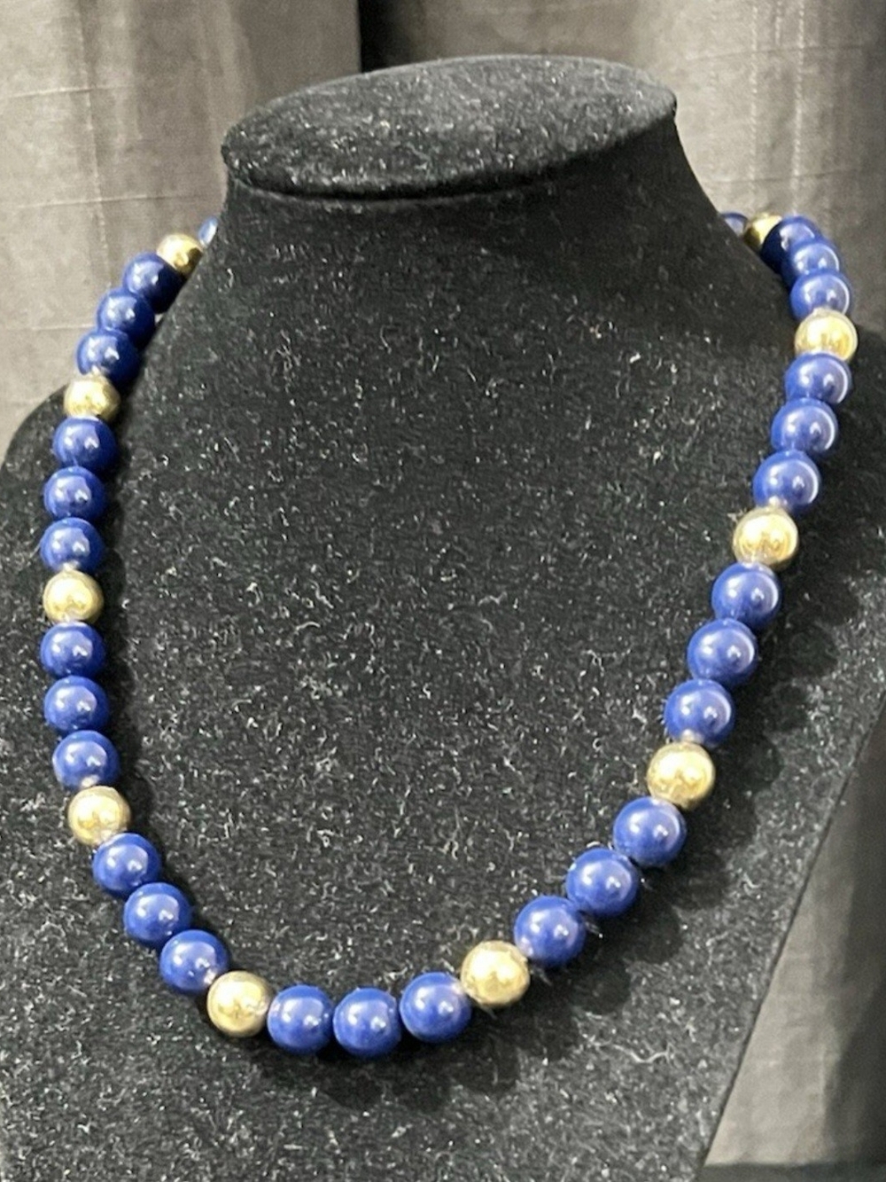 Vintage Napier Blue and Gold Bead Office Chic Necklace